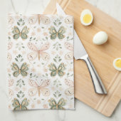 Linge De Cuisine Papillon Rose Pâle Vert Menthe (Quart Plié)