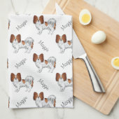 Linge De Cuisine Papillon Rouge Et Blanc Avec Nom (Quart Plié)