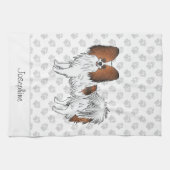 Linge De Cuisine Papillon Rouge Sable Chien Avec Pattes Et Texte (Horizontal)