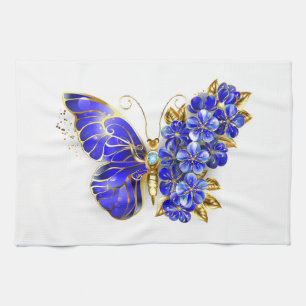 Linge De Cuisine Papillon saphir à fleurs