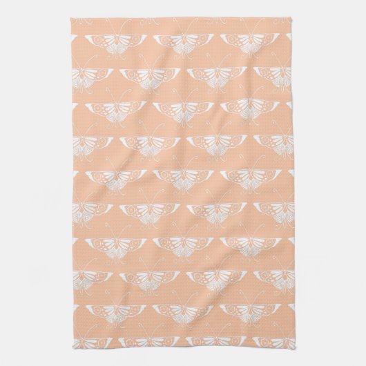 Linge De Cuisine Papillon stylisé de Deco - pêche molle (Vertical)
