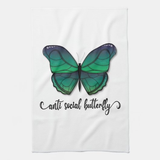 Linge De Cuisine Papillon vert anti-social (Vertical)
