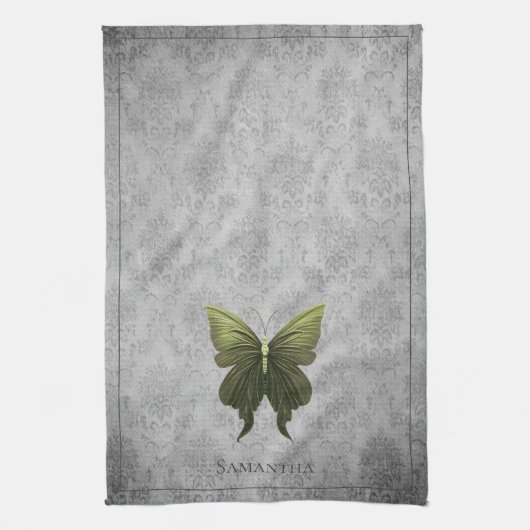 Linge De Cuisine Papillon vert bijoux (Vertical)