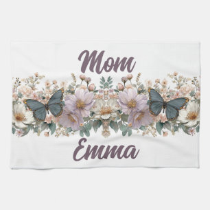 Linge De Cuisine Papillon vert et floral vintage pour maman