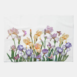 Linge De Cuisine Papillon violet Iris rose Floral