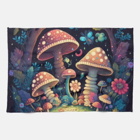 Linge De Cuisine Papillons aux champignons magiques (Horizontal)