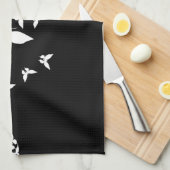 Linge De Cuisine Papillons blancs sur le noir (Quart Plié)