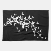 Linge De Cuisine Papillons blancs sur le noir (Horizontal)