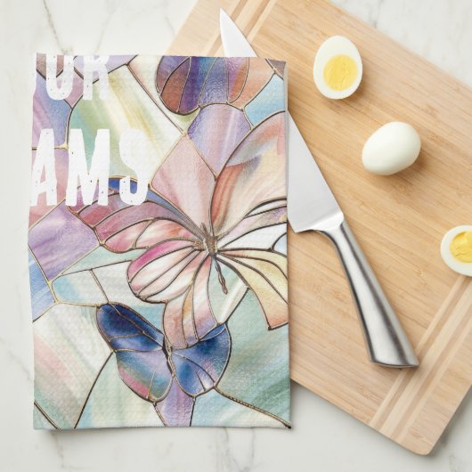 Linge De Cuisine Papillons bleu pourpre (Quart Plié)