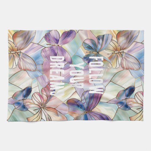 Linge De Cuisine Papillons bleu pourpre (Horizontal)