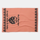 Linge De Cuisine Papillons & Coeur Nom personnalisé, Saumon bilingu (Horizontal)