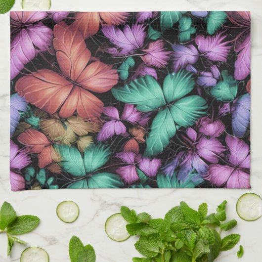 Linge De Cuisine Papillons colorés imprimés (Plié)