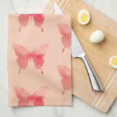 Linge De Cuisine Papillons d'aquarelle - Corail et Pêche (Quart Plié)