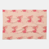 Linge De Cuisine Papillons d'aquarelle - Corail et Pêche (Horizontal)