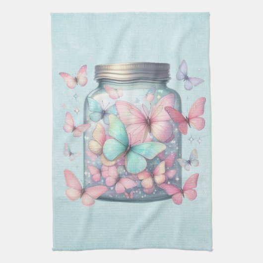 Linge De Cuisine Papillons Fantaisistes dans un Pot (Vertical)