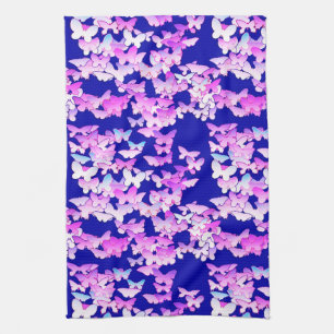 Linge De Cuisine Papillons, lavande et bleu foncé