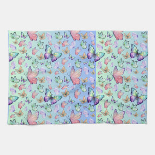 Linge De Cuisine Papillons Linéaire Gradient Arrière - plan Motif