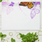Linge De Cuisine Papillons Monarque sur Arrière - plan pourpre (Plié)
