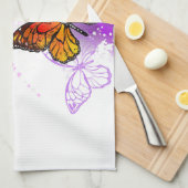 Linge De Cuisine Papillons Monarque sur Arrière - plan pourpre (Quart Plié)