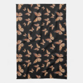 Linge De Cuisine Papillons Monarque sur Noir (Vertical)