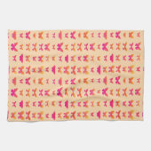 Linge De Cuisine Papillons, orange tendre, rose corail, or (Horizontal)