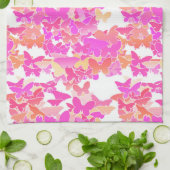 Linge De Cuisine Papillons, rose, fuchsia et corail (Plié)