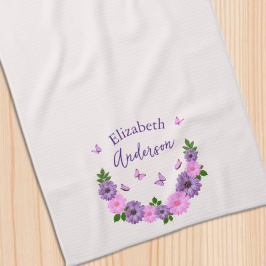 Linge De Cuisine Papillons roses et violets
