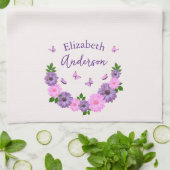 Linge De Cuisine Papillons roses et violets (Plié)