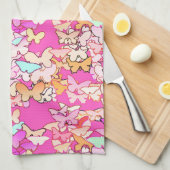 Linge De Cuisine Papillons, roses multiples et profondes (Quart Plié)