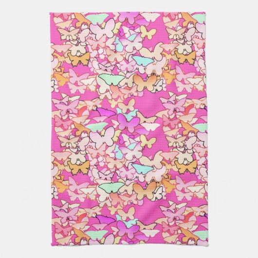 Linge De Cuisine Papillons, roses multiples et profondes (Vertical)