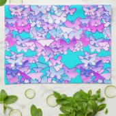 Linge De Cuisine Papillons, violet et turquoise (Plié)