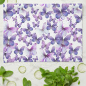Linge De Cuisine Papillons violets colorés modernes (Plié)