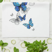 Linge De Cuisine Papillons volants bleus Morpho (Plié)