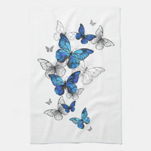 Linge De Cuisine Papillons volants bleus Morpho