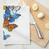 Linge De Cuisine Papillons volants Morpho et Monarch (Quart Plié)