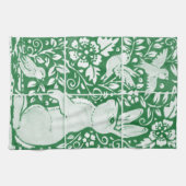 Linge De Cuisine Pâques Emerald Green Rabbit Oiseau Floral Carrelag (Horizontal)