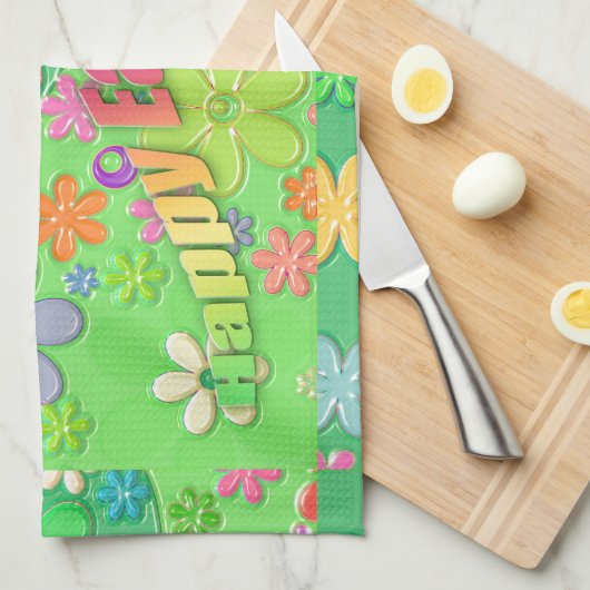 Linge De Cuisine pâques heureux (Quart Plié)