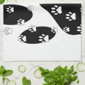 Linge De Cuisine Paquets blancs sur l'Empreinte de patte noir (Plié)