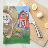 Linge De Cuisine Parade animalière sur lapin mignon (Quart Plié)