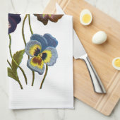 Linge De Cuisine Parade brodée de Pansies (Quart Plié)