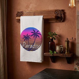 Linge De Cuisine Paradis du coucher de soleil rétro
