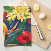 Linge De Cuisine Paradis tropical Floral Hawaï vertical (Quart Plié)