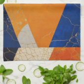 Linge De Cuisine Paralellogramme à crème bleue orange (Plié)