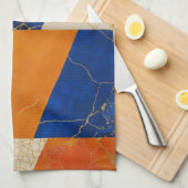 Linge De Cuisine Paralellogramme à crème bleue orange (Quart Plié)