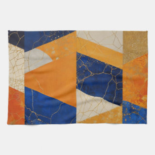 Linge De Cuisine Paralellogramme à crème bleue orange