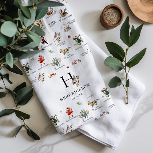 Linge De Cuisine Parbande   12 Jour de Noël Monogram Towel