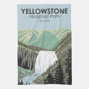 Linge De Cuisine Parc national de Yellowstone Gibbon Falls Vintage
