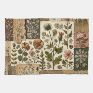Linge De Cuisine Parcelle à écorce rose verdoyante et fleurie rusti
