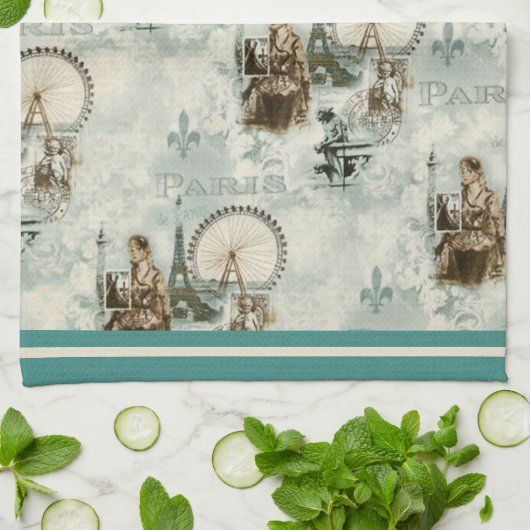 Linge De Cuisine Paris dans la tour Bleu (Plié)