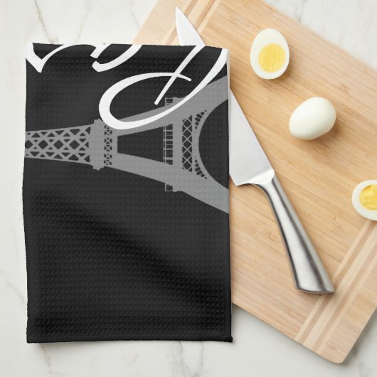 Linge De Cuisine Paris ; Houndstooth noir et blanc (Quart Plié)